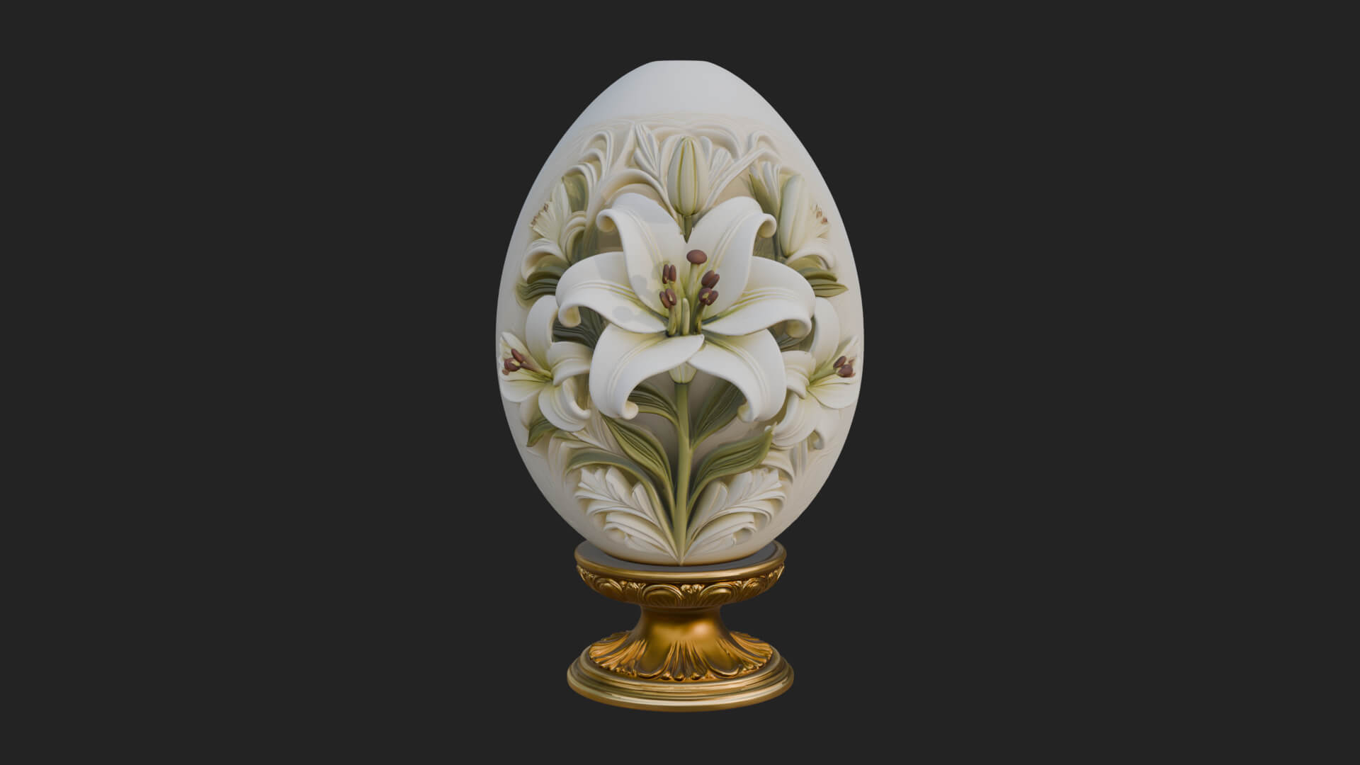 Floral Carved Easter Egg Ornament Design 6 3D Print Model 3D Model