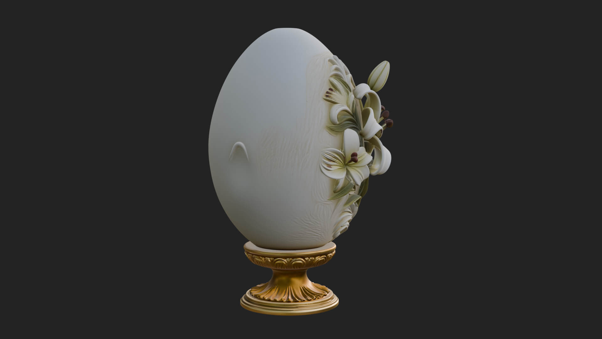 Floral Carved Easter Egg Ornament Design 6 3D Print Model 3D Model