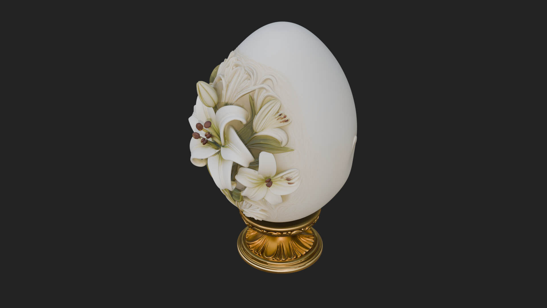 Floral Carved Easter Egg Ornament Design 6 3D Print Model 3D Model