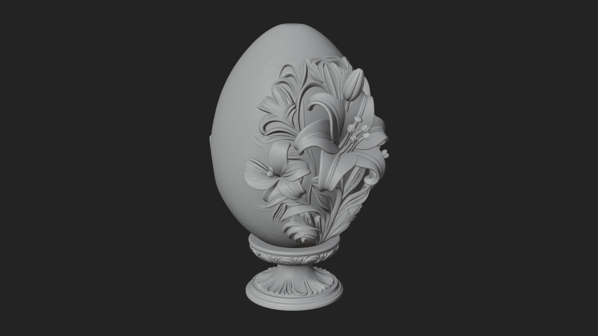 Floral Carved Easter Egg Ornament Design 6 3D Print Model 3D Model
