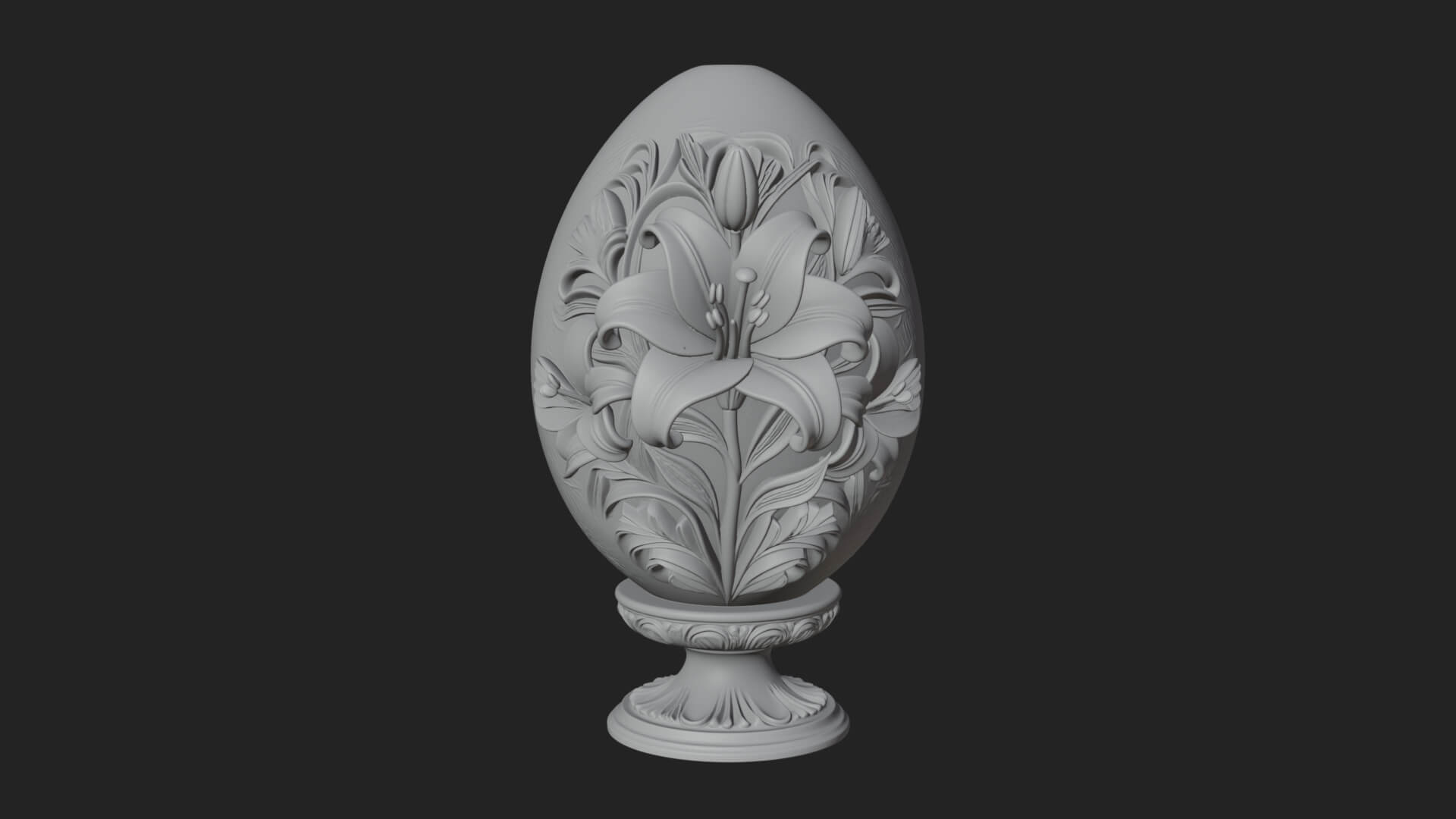Floral Carved Easter Egg Ornament Design 6 3D Print Model 3D Model
