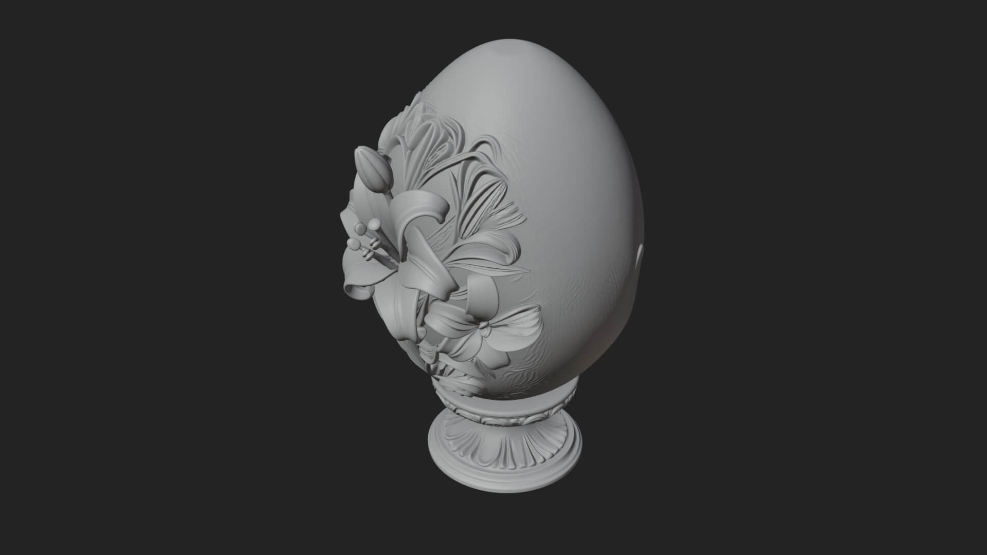 Floral Carved Easter Egg Ornament Design 6 3D Print Model 3D Model