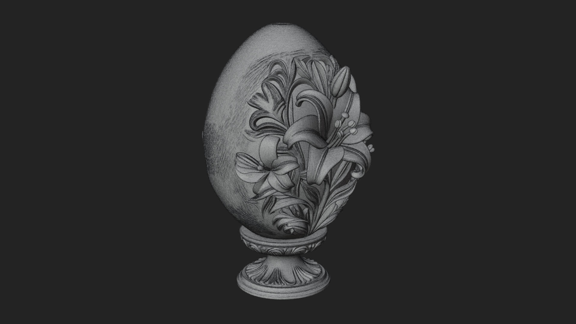 Floral Carved Easter Egg Ornament Design 6 3D Print Model 3D Model