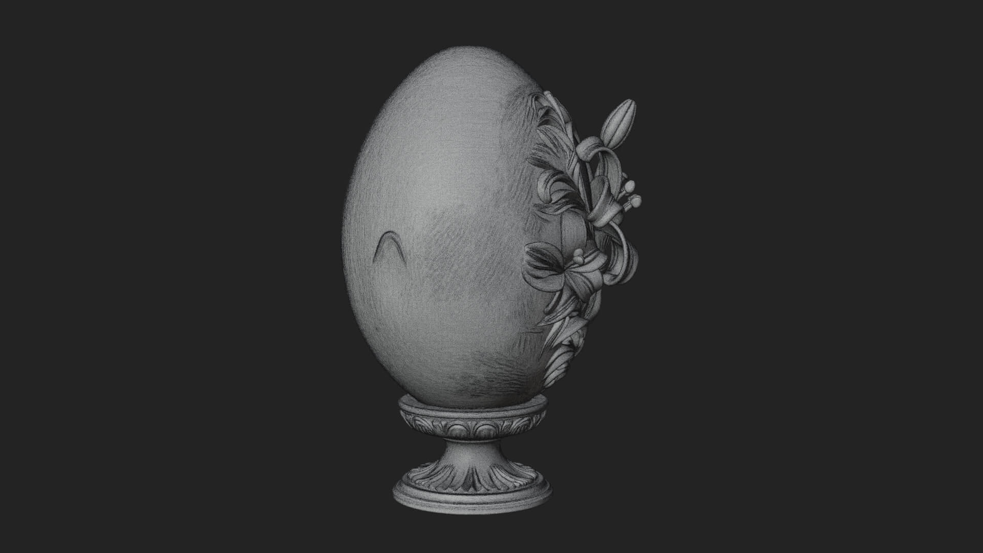 Floral Carved Easter Egg Ornament Design 6 3D Print Model 3D Model