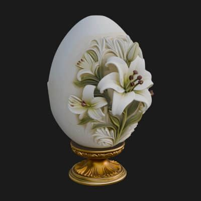 Floral Carved Easter Egg Ornament Design 6 3D Print Model