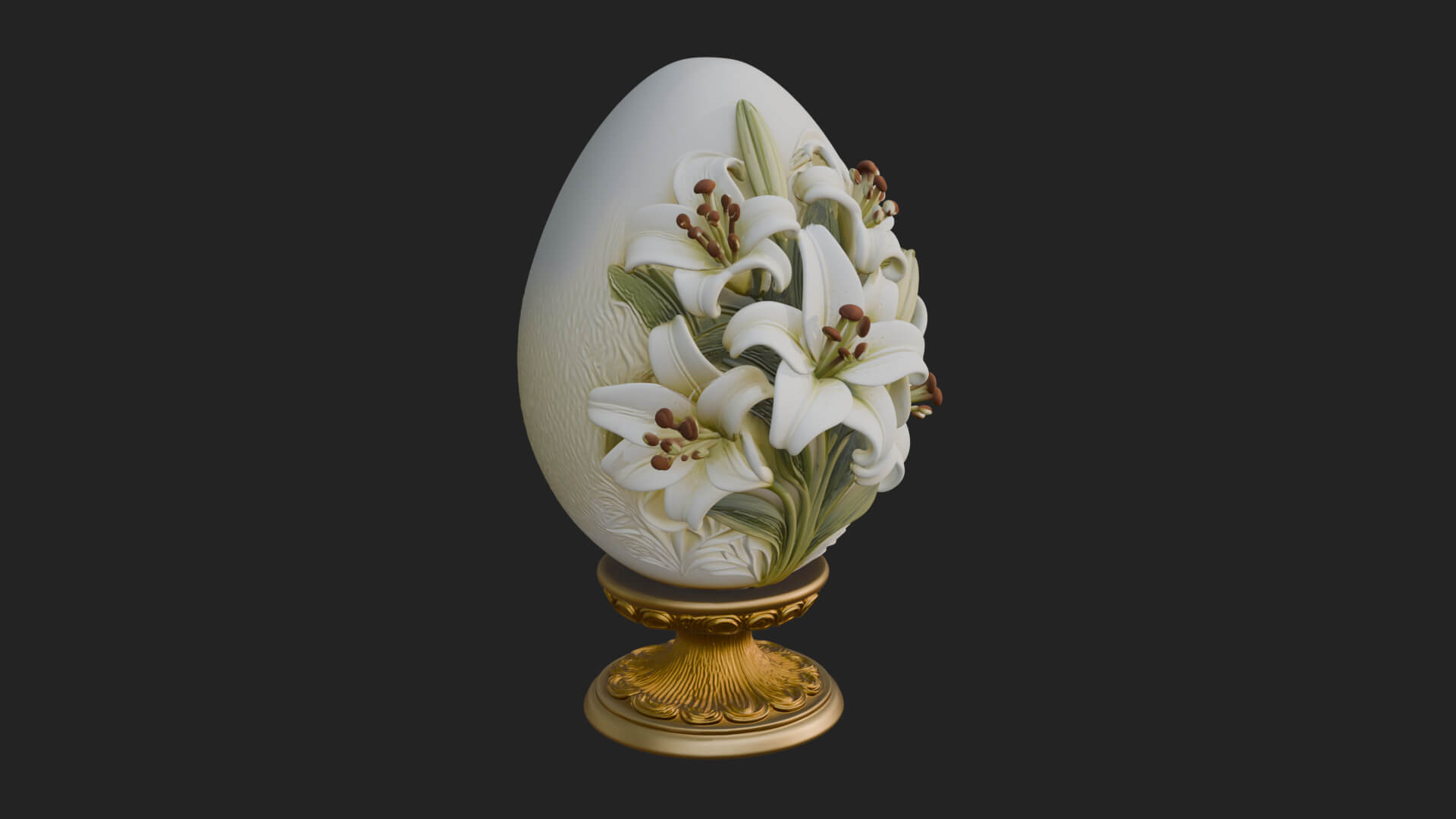 Floral Carved Easter Egg Ornament Design 7 3D Print Model 3D Model