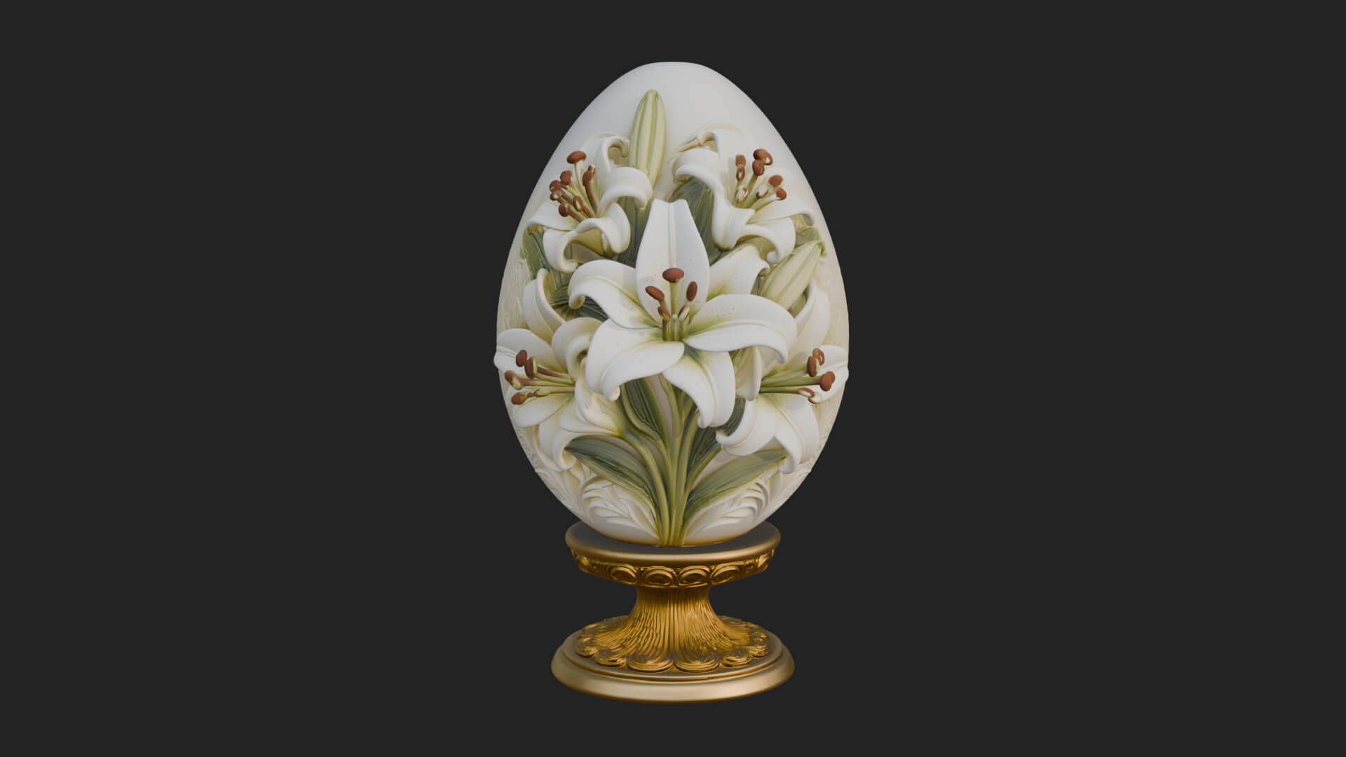 Floral Carved Easter Egg Ornament Design 7 3D Print Model 3D Model