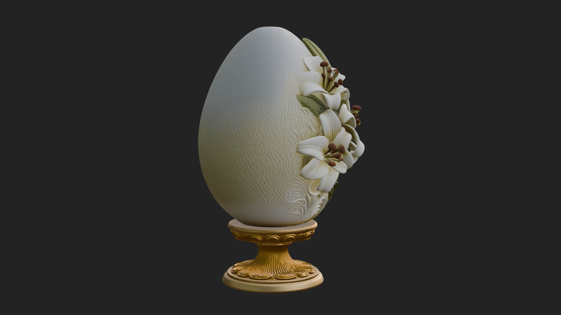 Floral Carved Easter Egg Ornament Design 7 3D Print Model 3D Model