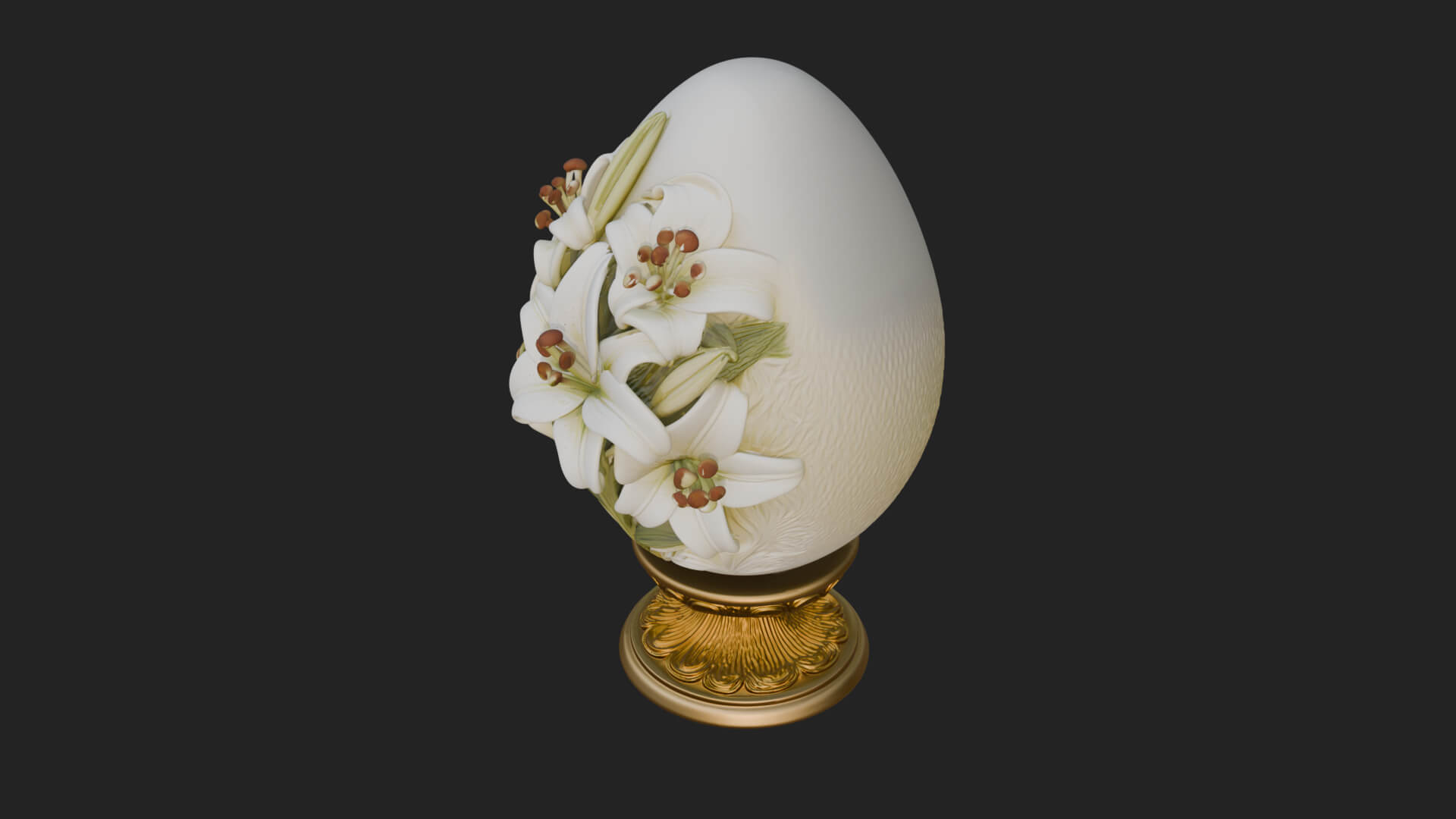 Floral Carved Easter Egg Ornament Design 7 3D Print Model 3D Model