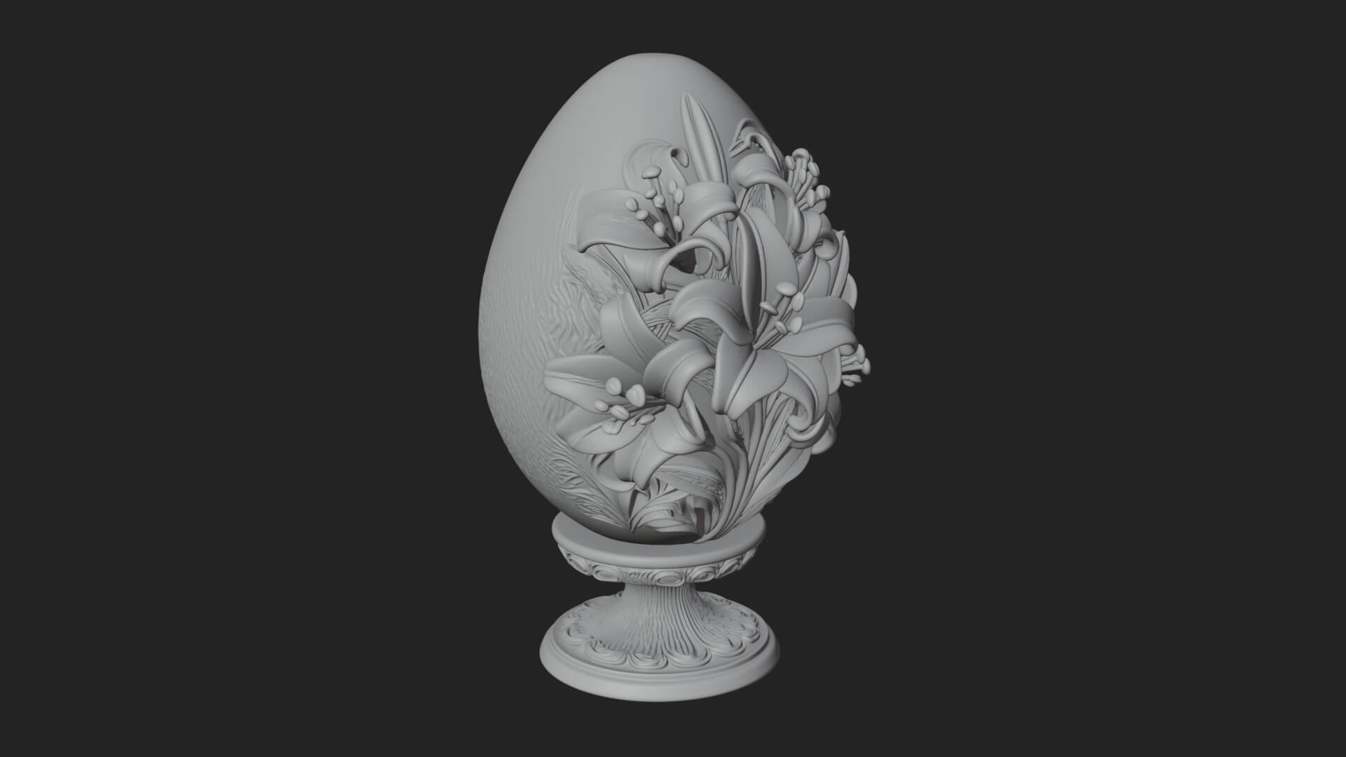 Floral Carved Easter Egg Ornament Design 7 3D Print Model 3D Model