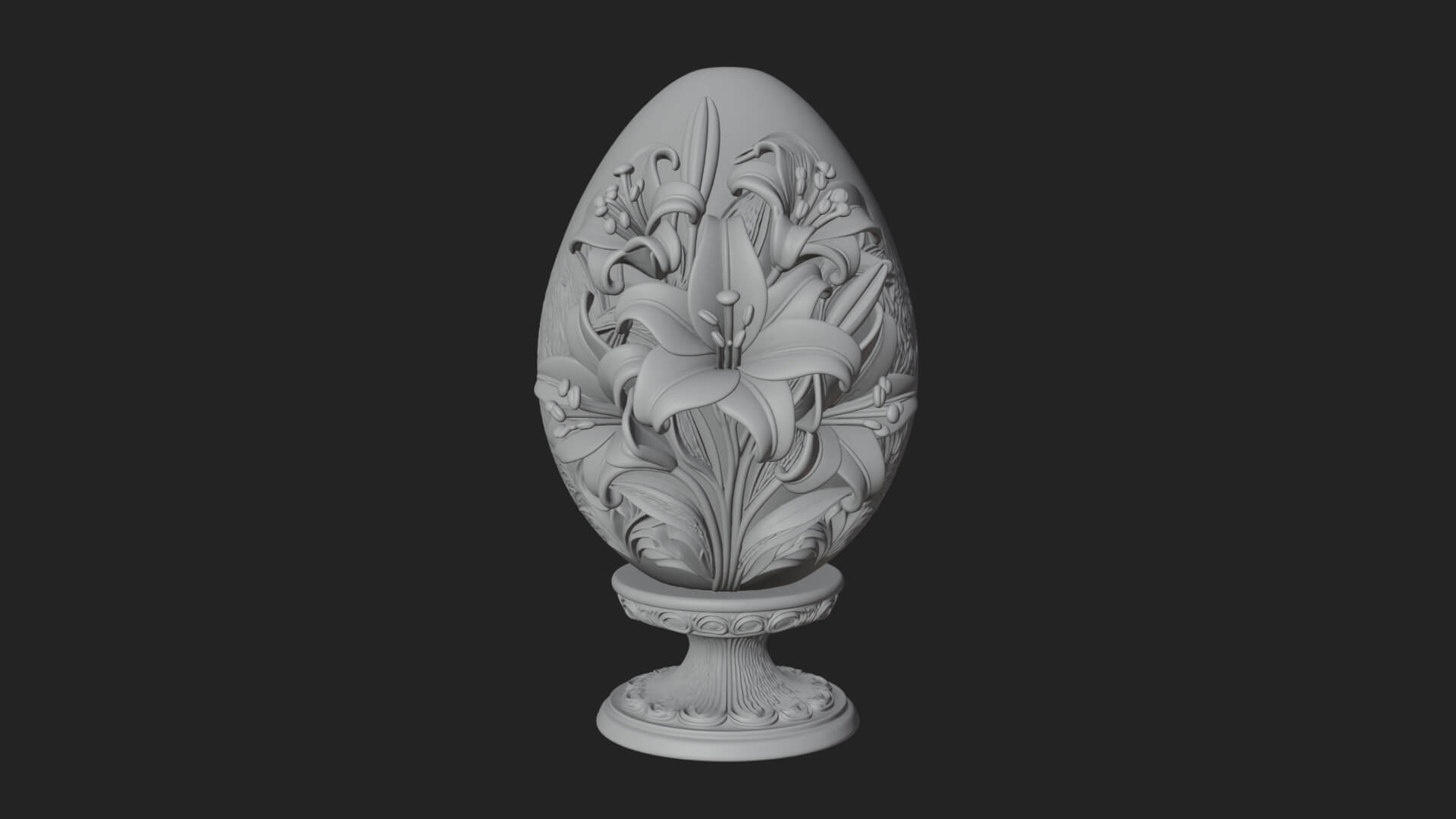 Floral Carved Easter Egg Ornament Design 7 3D Print Model 3D Model