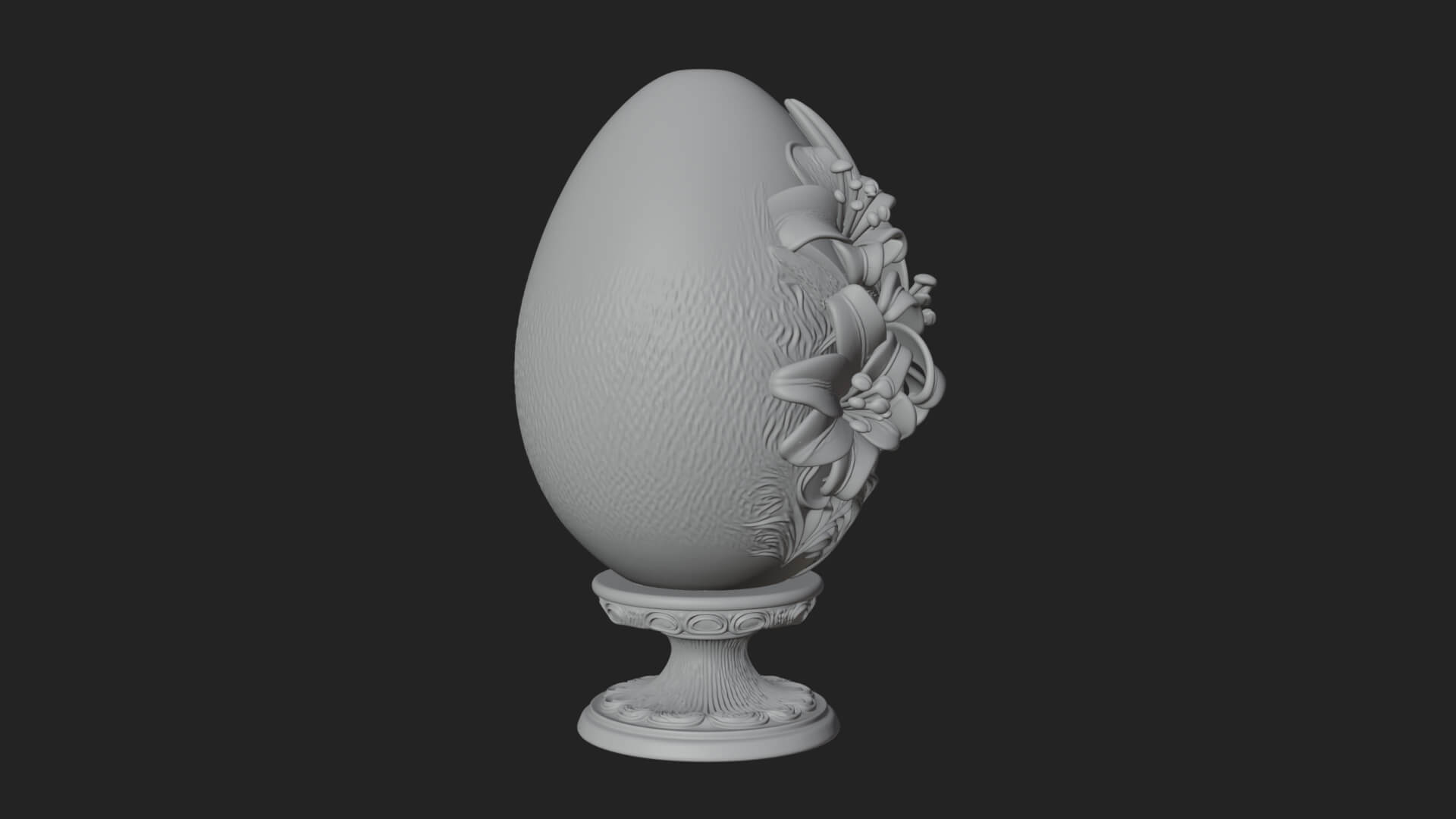Floral Carved Easter Egg Ornament Design 7 3D Print Model 3D Model