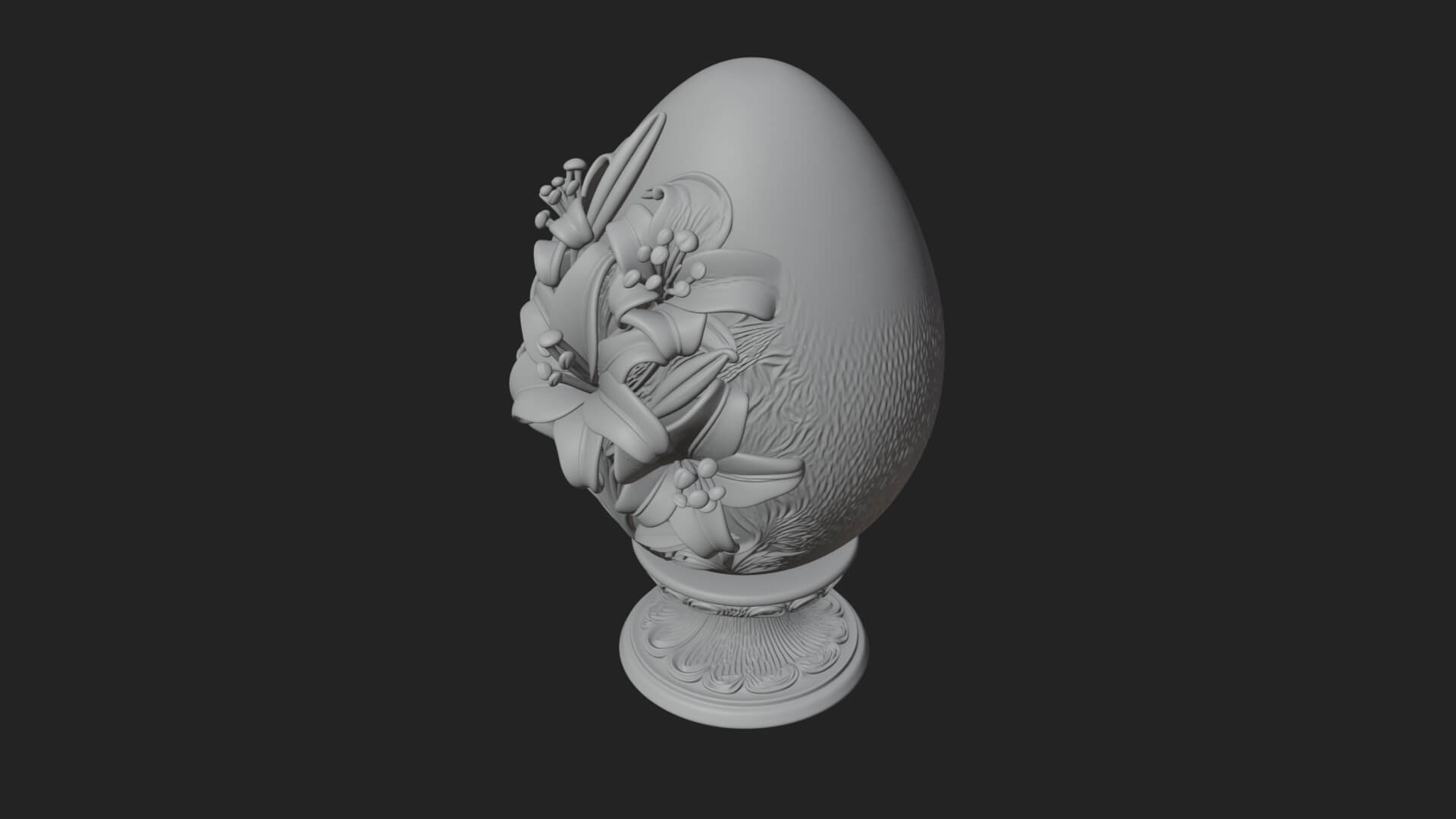 Floral Carved Easter Egg Ornament Design 7 3D Print Model 3D Model