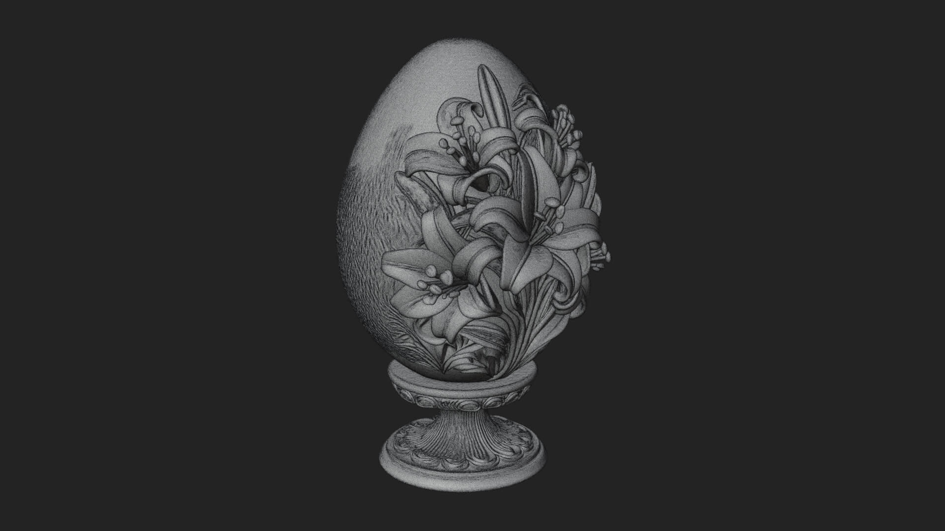 Floral Carved Easter Egg Ornament Design 7 3D Print Model 3D Model