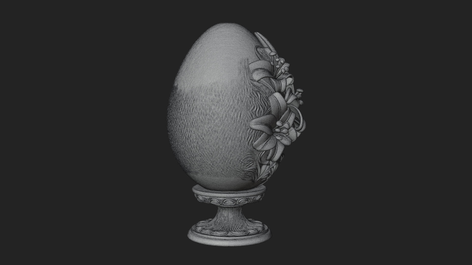 Floral Carved Easter Egg Ornament Design 7 3D Print Model 3D Model