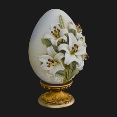 Floral Carved Easter Egg Ornament Design 7 3D Print Model