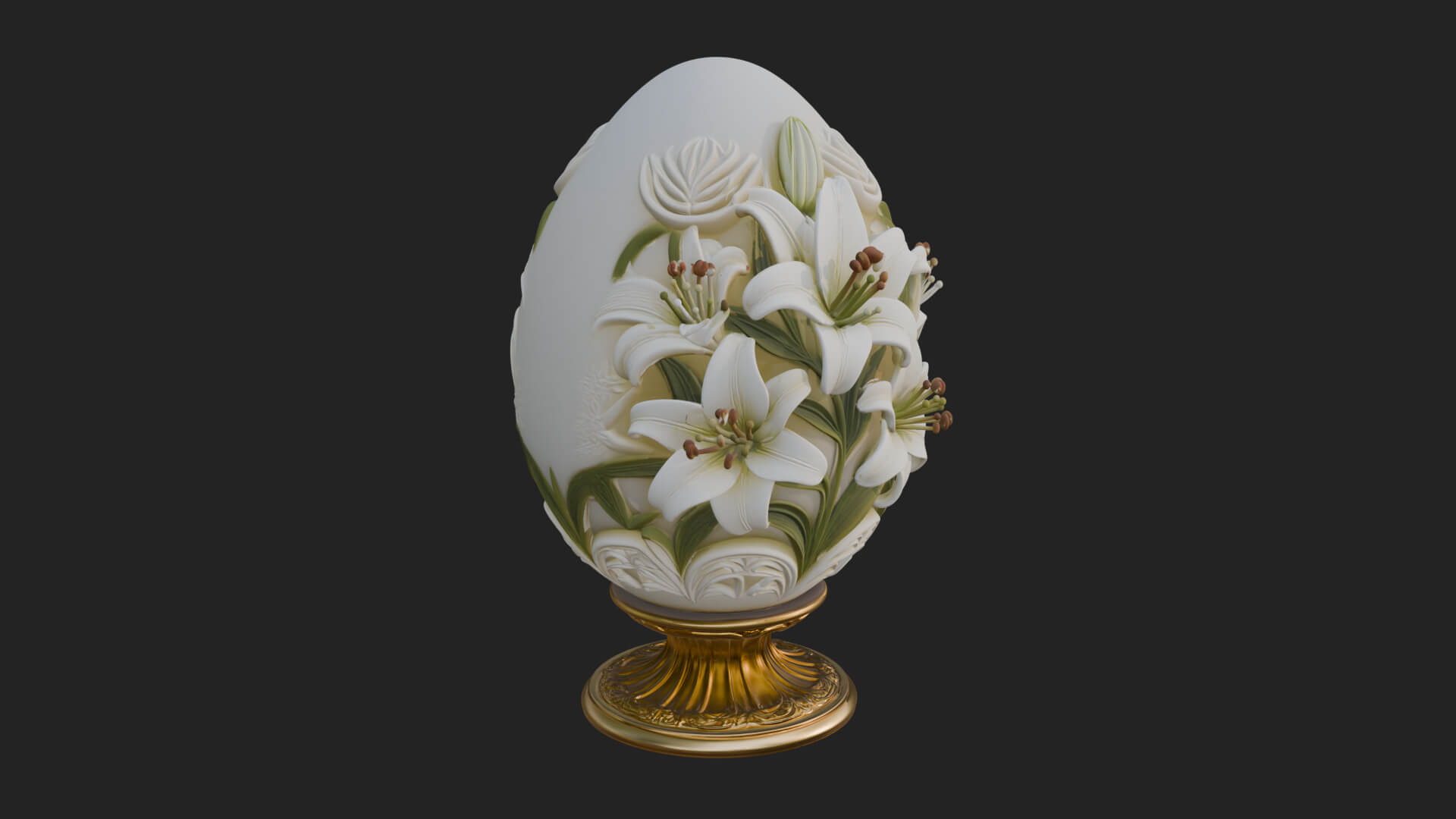 Floral Carved Easter Egg Ornament Design 8 3D Print Model 3D Model