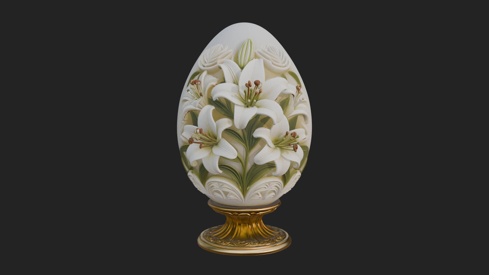 Floral Carved Easter Egg Ornament Design 8 3D Print Model 3D Model
