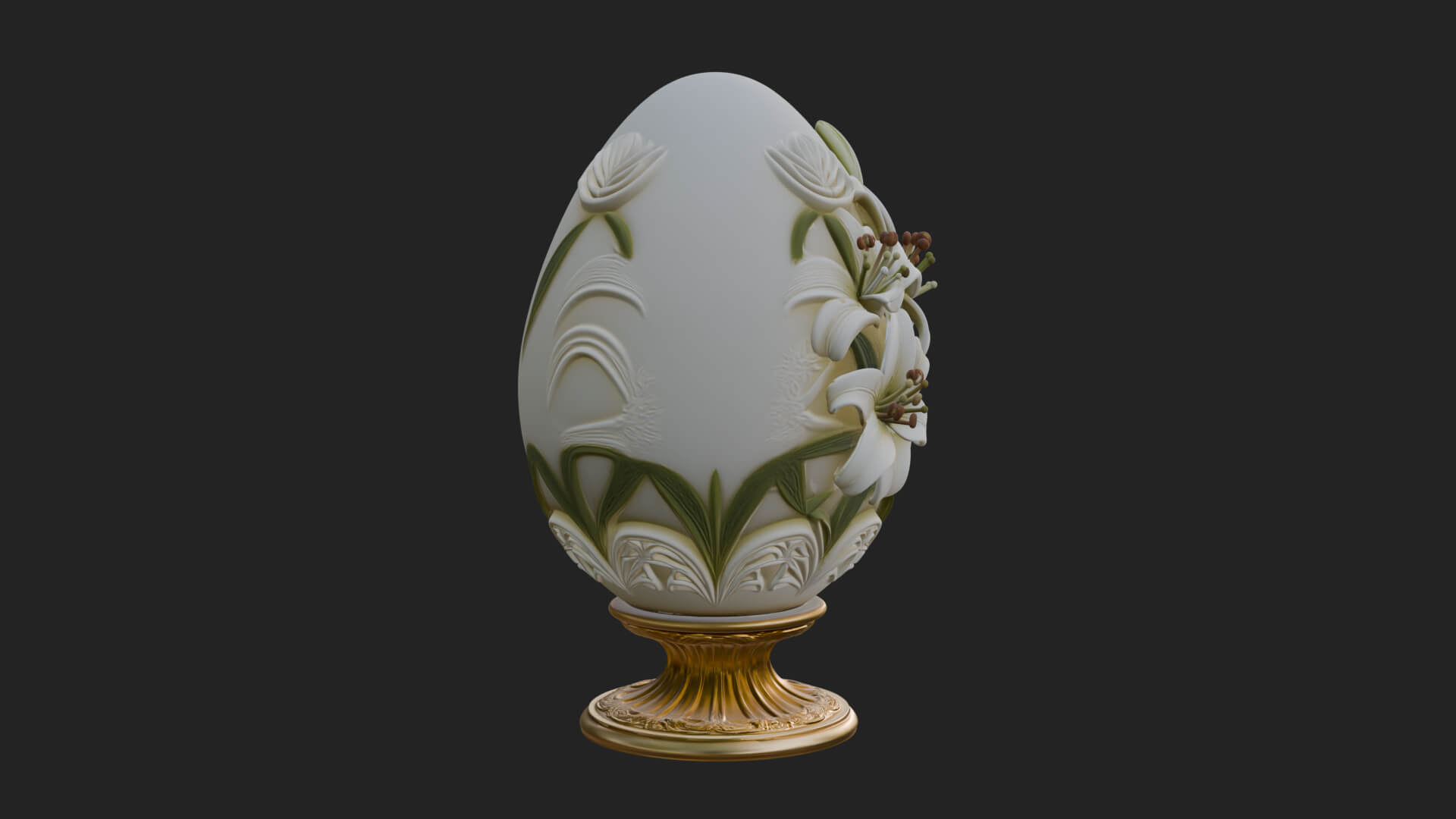 Floral Carved Easter Egg Ornament Design 8 3D Print Model 3D Model
