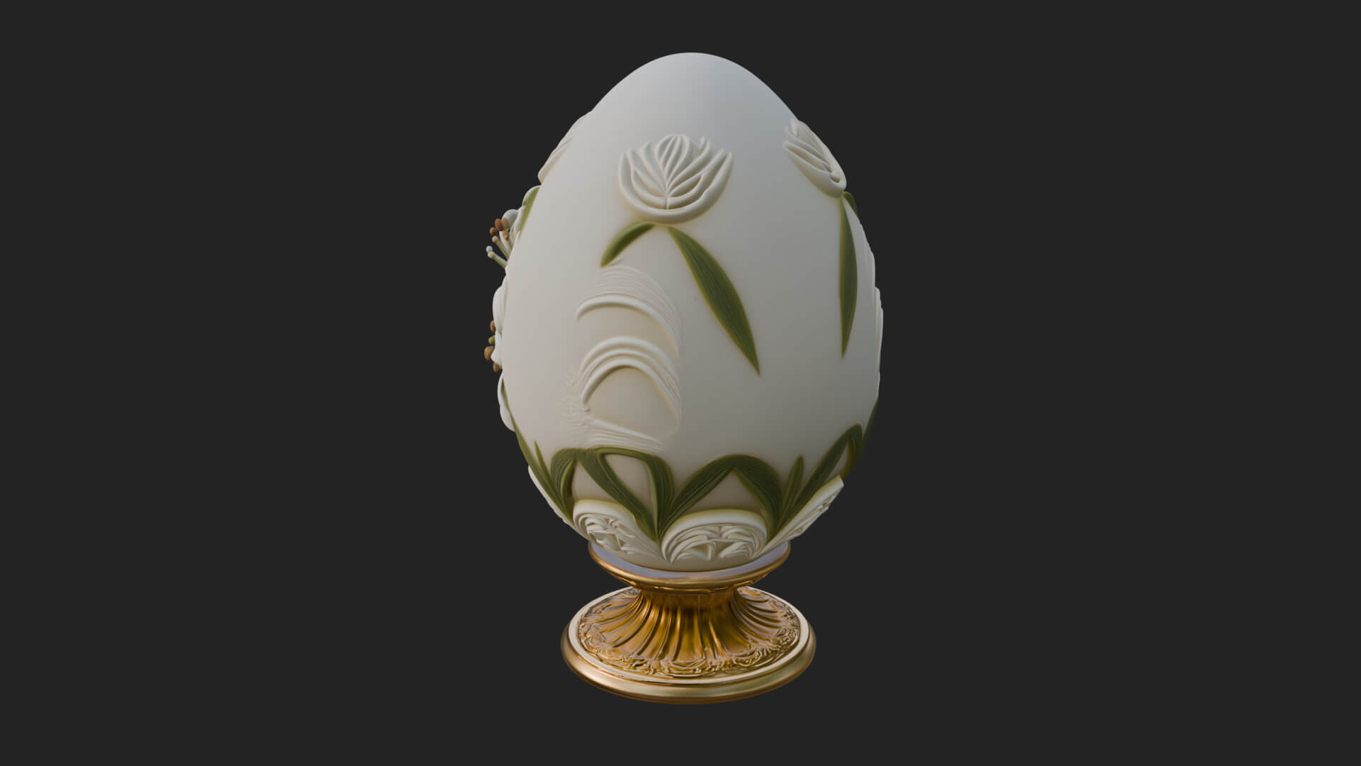 Floral Carved Easter Egg Ornament Design 8 3D Print Model 3D Model
