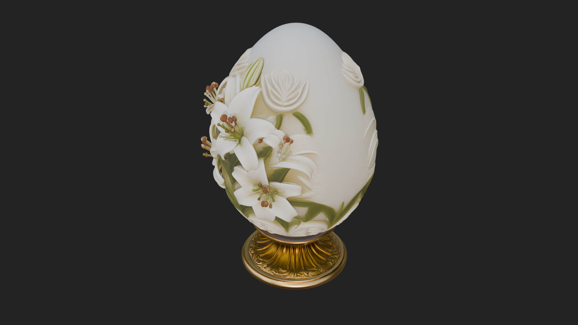 Floral Carved Easter Egg Ornament Design 8 3D Print Model 3D Model
