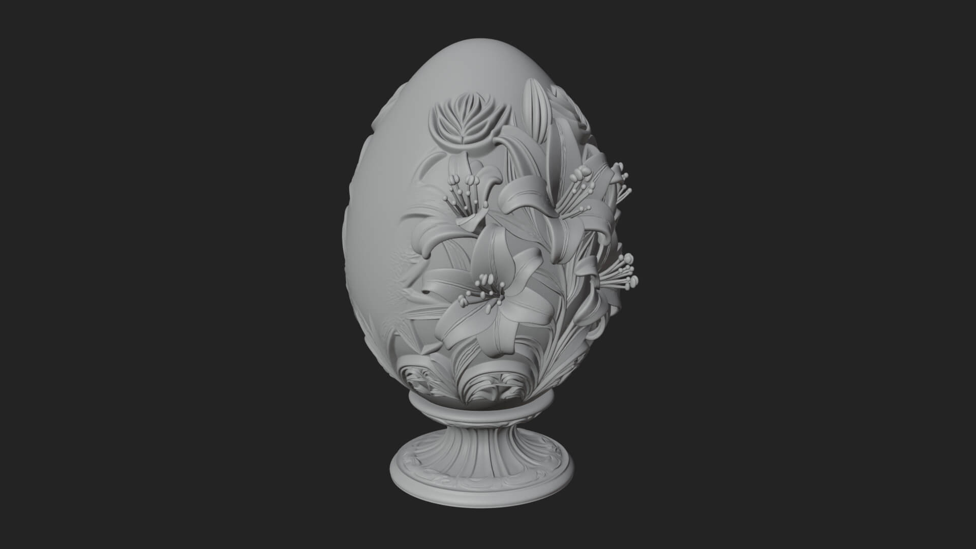Floral Carved Easter Egg Ornament Design 8 3D Print Model 3D Model