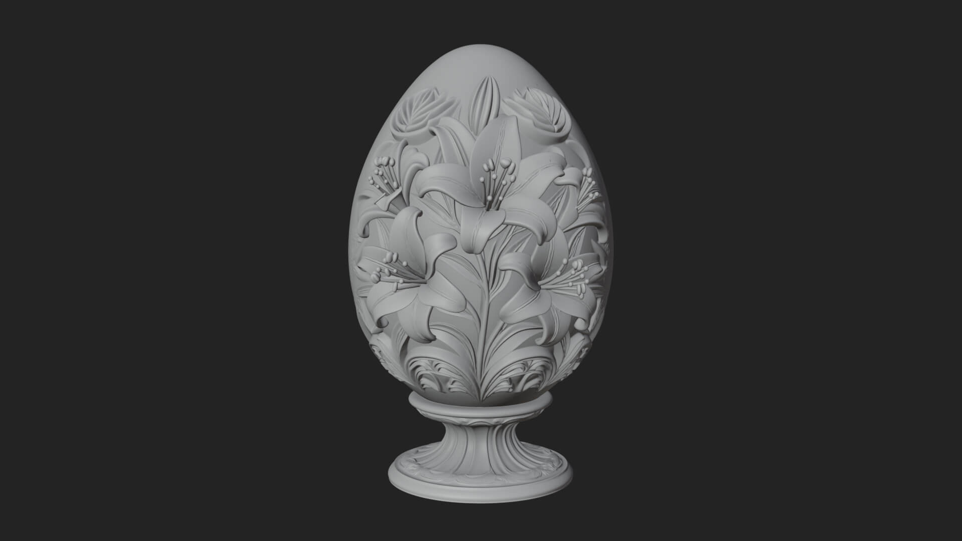 Floral Carved Easter Egg Ornament Design 8 3D Print Model 3D Model