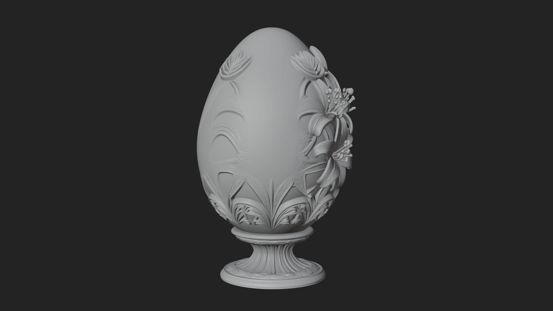 Floral Carved Easter Egg Ornament Design 8 3D Print Model 3D Model