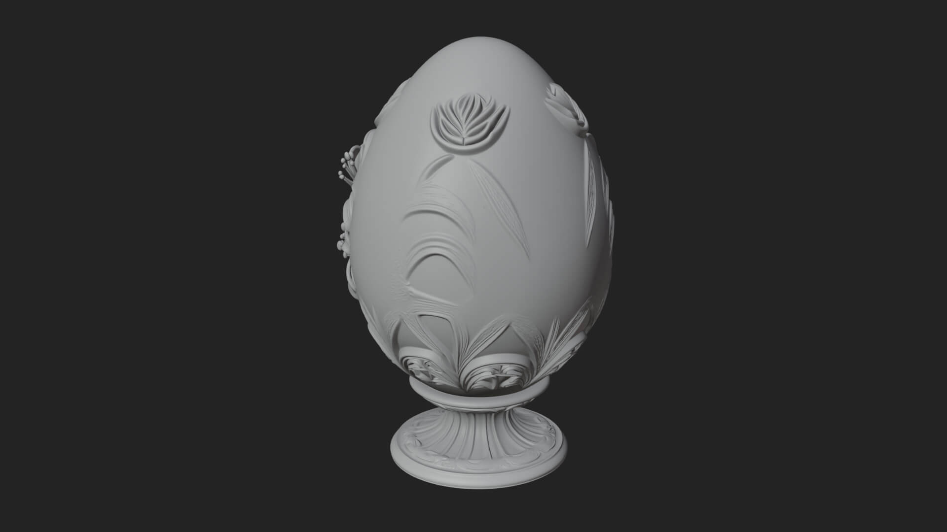 Floral Carved Easter Egg Ornament Design 8 3D Print Model 3D Model