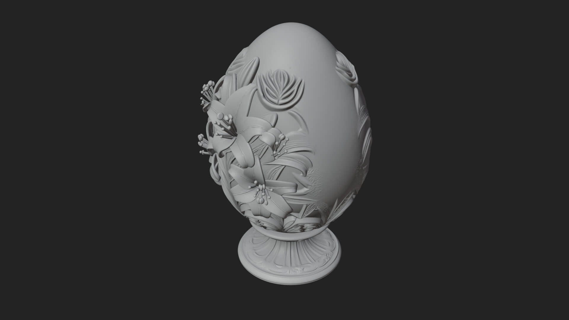 Floral Carved Easter Egg Ornament Design 8 3D Print Model 3D Model