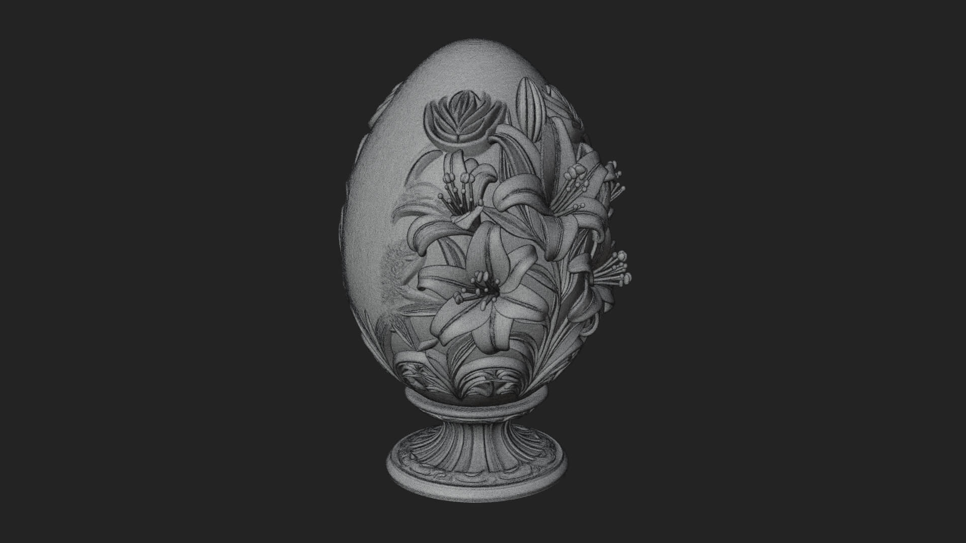 Floral Carved Easter Egg Ornament Design 8 3D Print Model 3D Model
