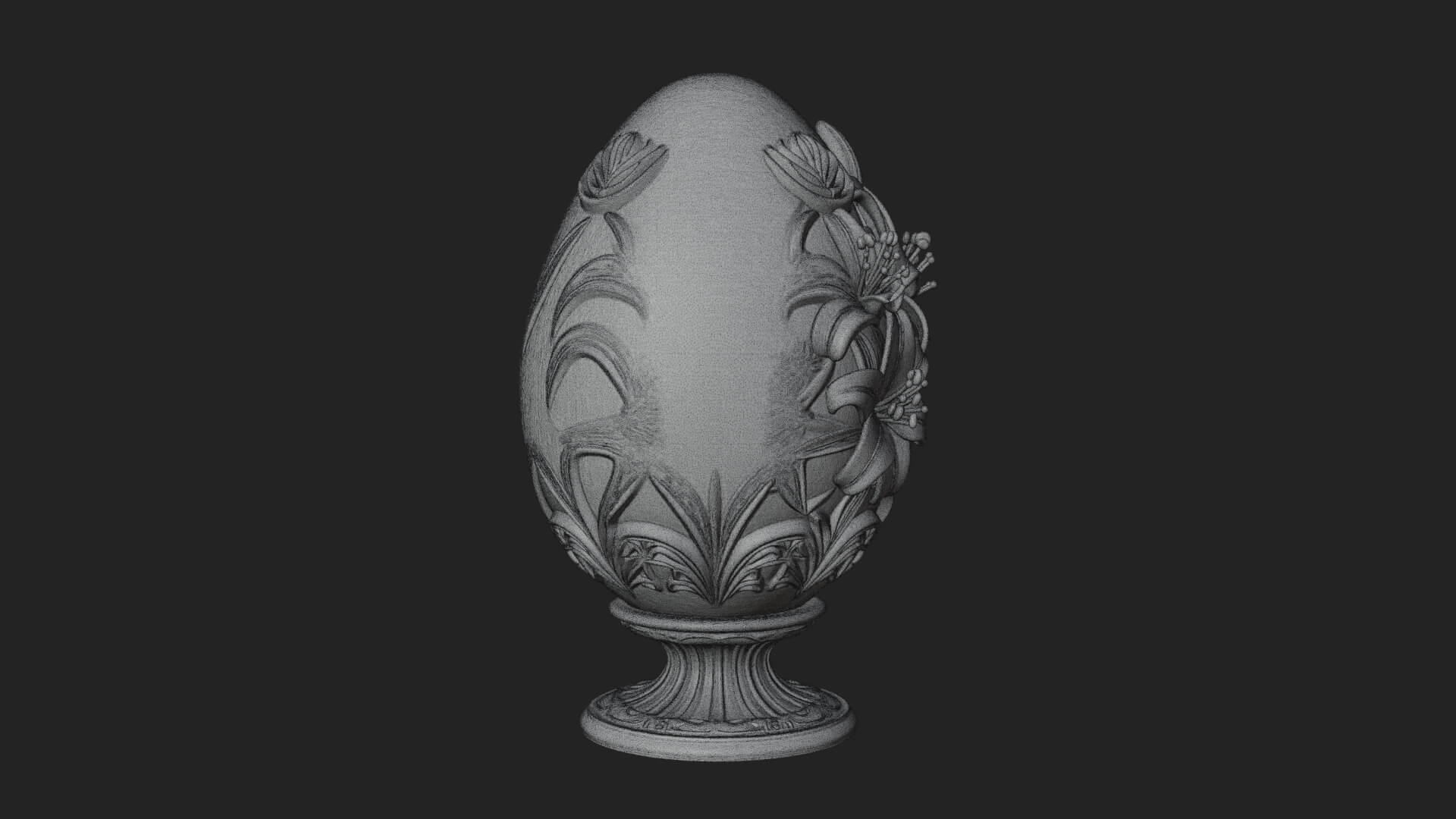 Floral Carved Easter Egg Ornament Design 8 3D Print Model 3D Model