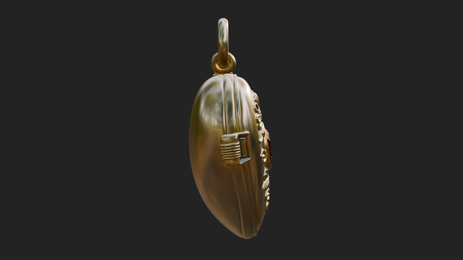 Floral Carved Locket Pendant Design 1 3D Print Model 3D Model