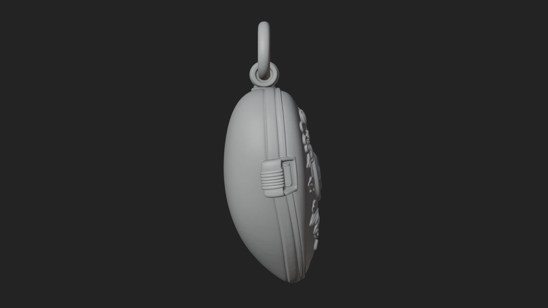 Floral Carved Locket Pendant Design 1 3D Print Model 3D Model