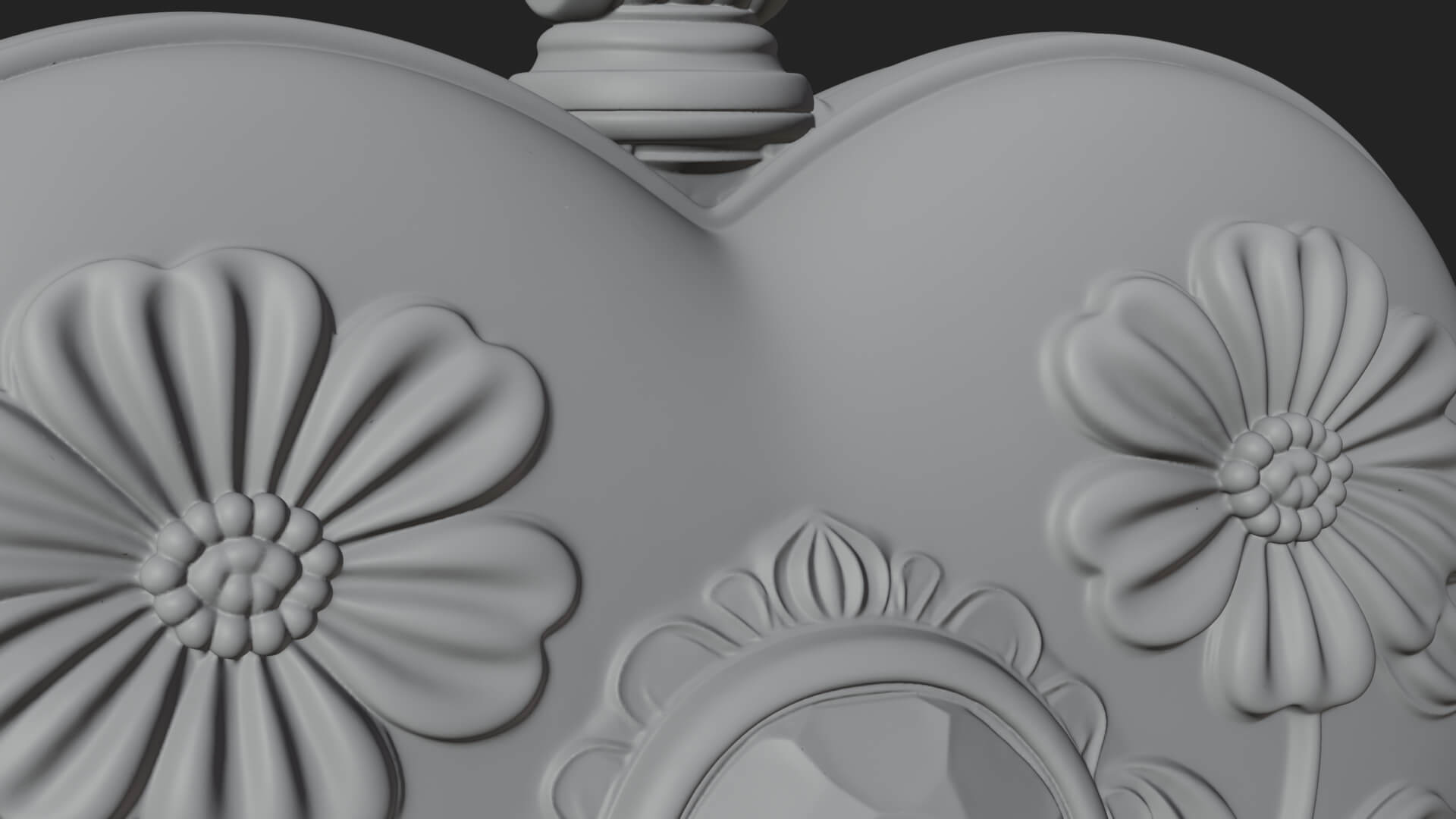 Floral Carved Locket Pendant Design 1 3D Print Model 3D Model