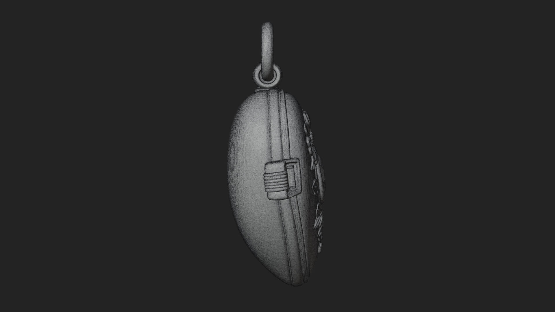 Floral Carved Locket Pendant Design 1 3D Print Model 3D Model