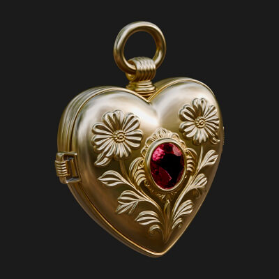Floral Carved Locket Pendant Design 1 3D Print Model