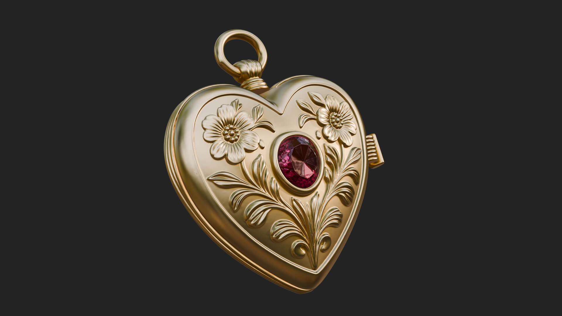 Floral Carved Locket Pendant Design 2 3D Print Model 3D Model