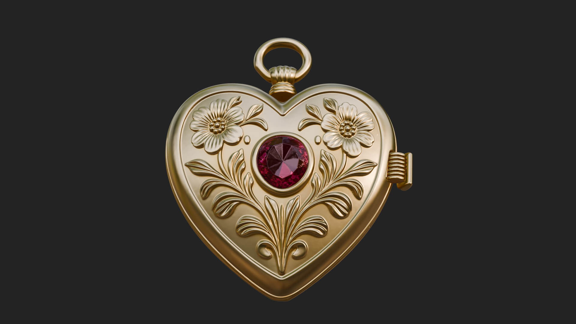 Floral Carved Locket Pendant Design 2 3D Print Model 3D Model