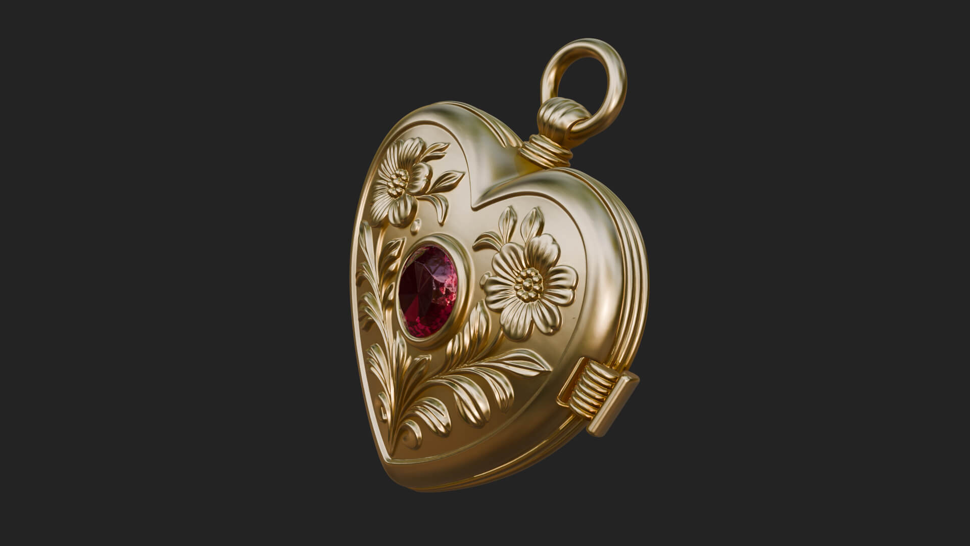 Floral Carved Locket Pendant Design 2 3D Print Model 3D Model
