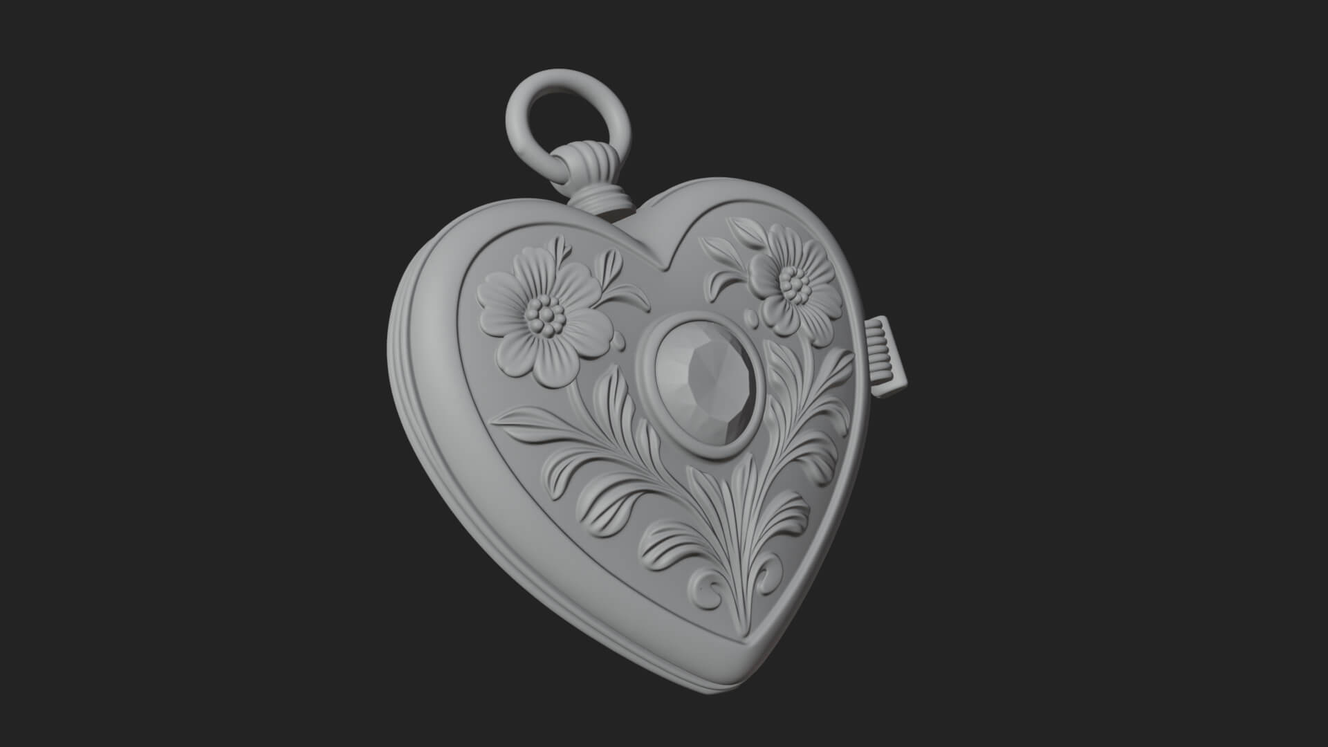 Floral Carved Locket Pendant Design 2 3D Print Model 3D Model