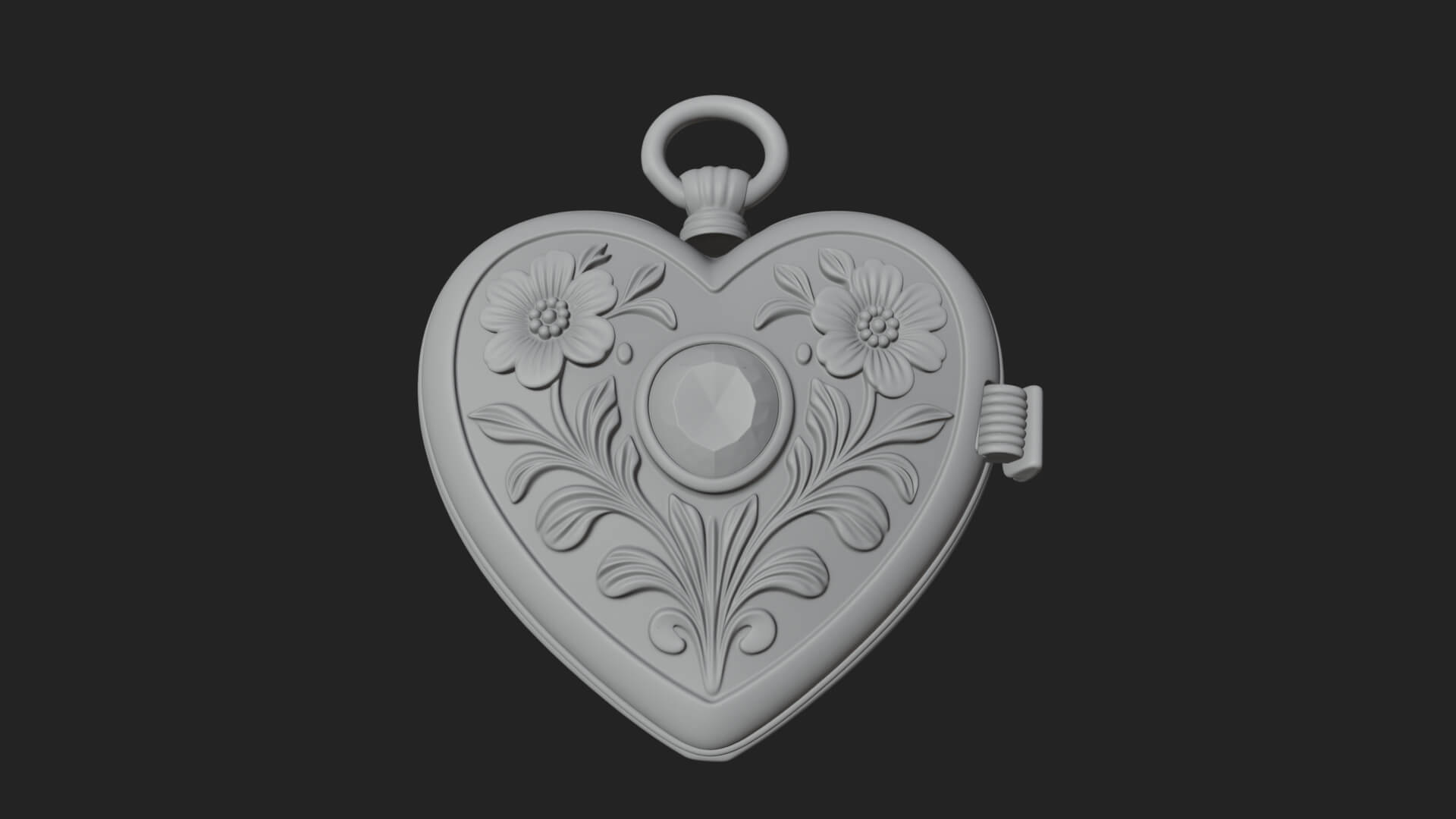 Floral Carved Locket Pendant Design 2 3D Print Model 3D Model