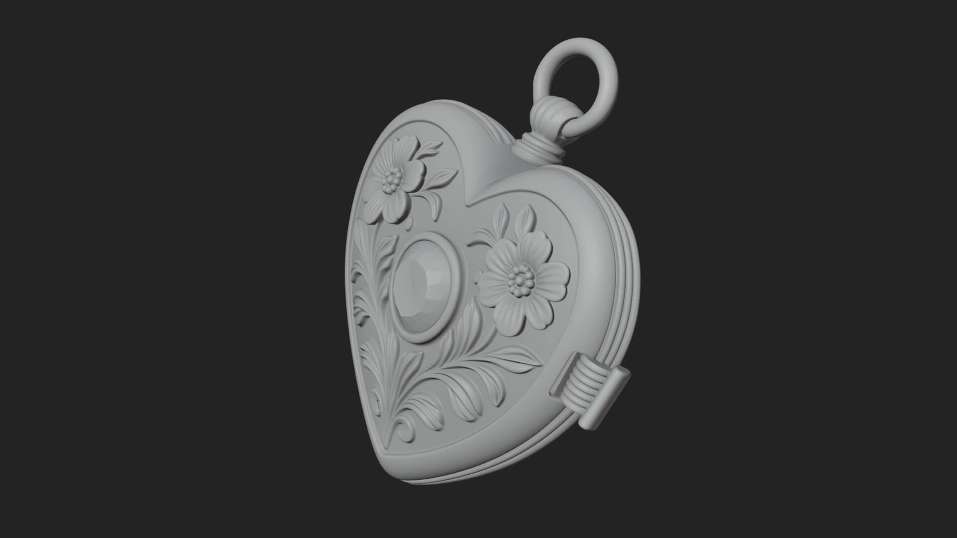 Floral Carved Locket Pendant Design 2 3D Print Model 3D Model