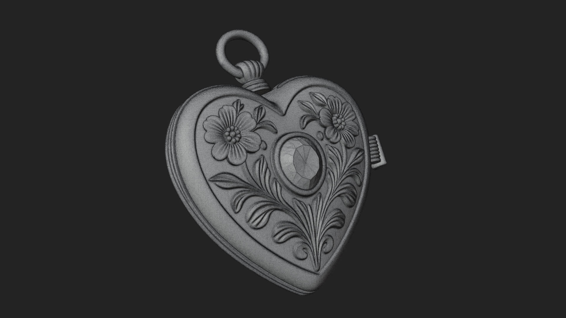 Floral Carved Locket Pendant Design 2 3D Print Model 3D Model