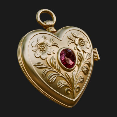 Floral Carved Locket Pendant Design 2 3D Print Model