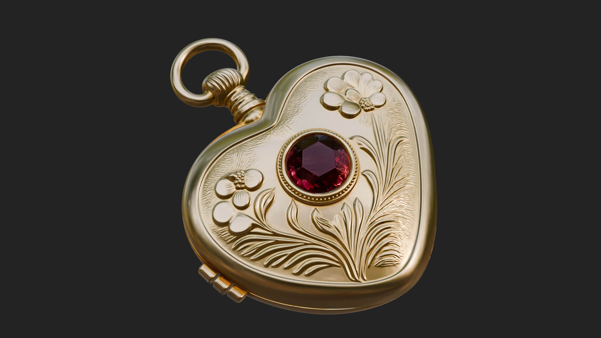 Floral Carved Locket Pendant Design 3 3D Print Model 3D Model