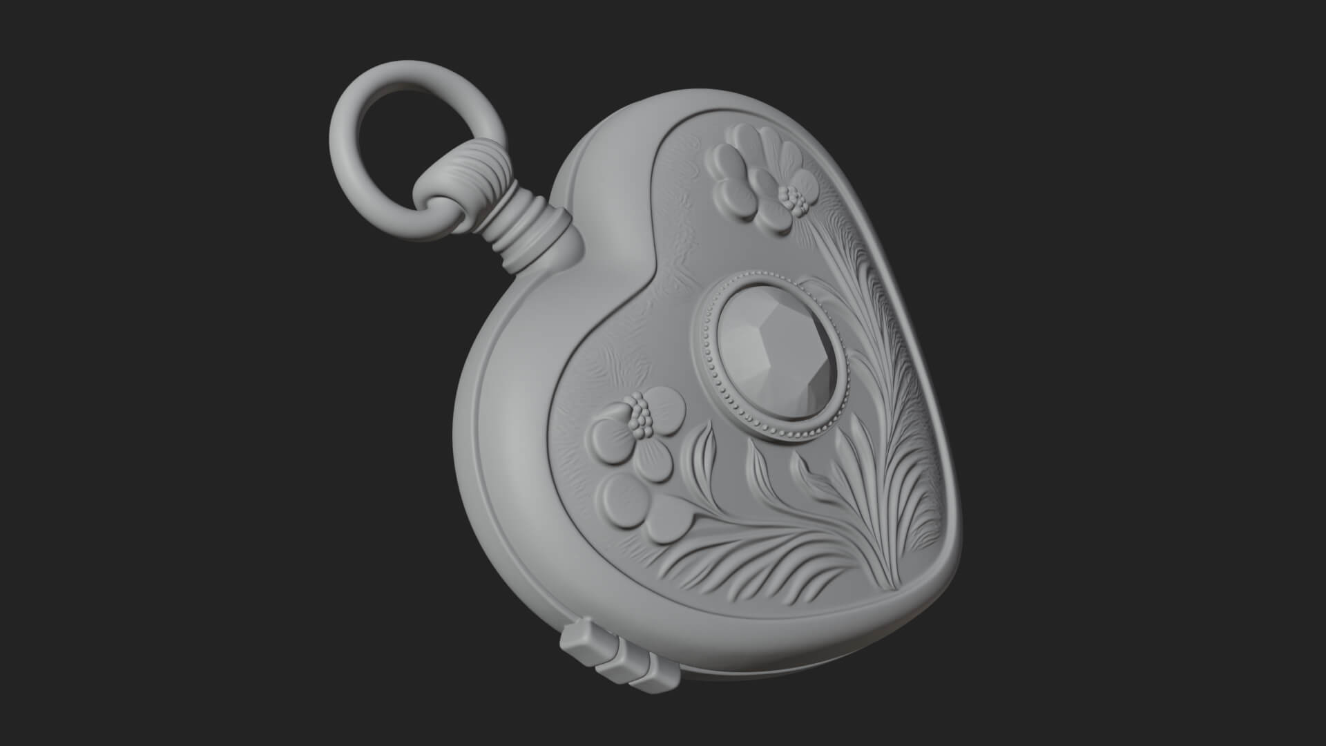 Floral Carved Locket Pendant Design 3 3D Print Model 3D Model