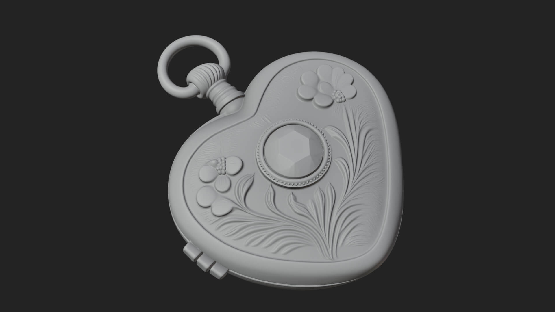 Floral Carved Locket Pendant Design 3 3D Print Model 3D Model
