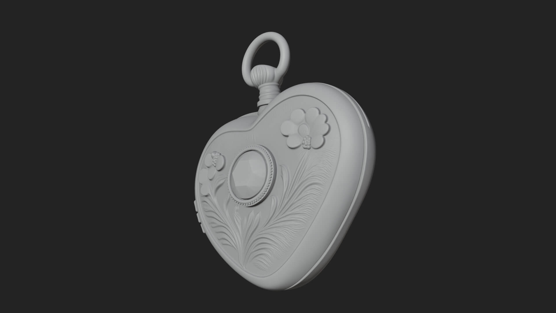 Floral Carved Locket Pendant Design 3 3D Print Model 3D Model