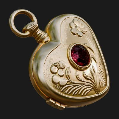 Floral Carved Locket Pendant Design 3 3D Print Model